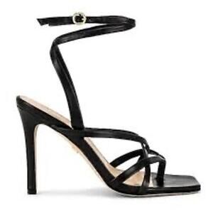Veronica Beard Abriella Sandal Heel Strappy Ankle Black Leather Sandals Size 10m